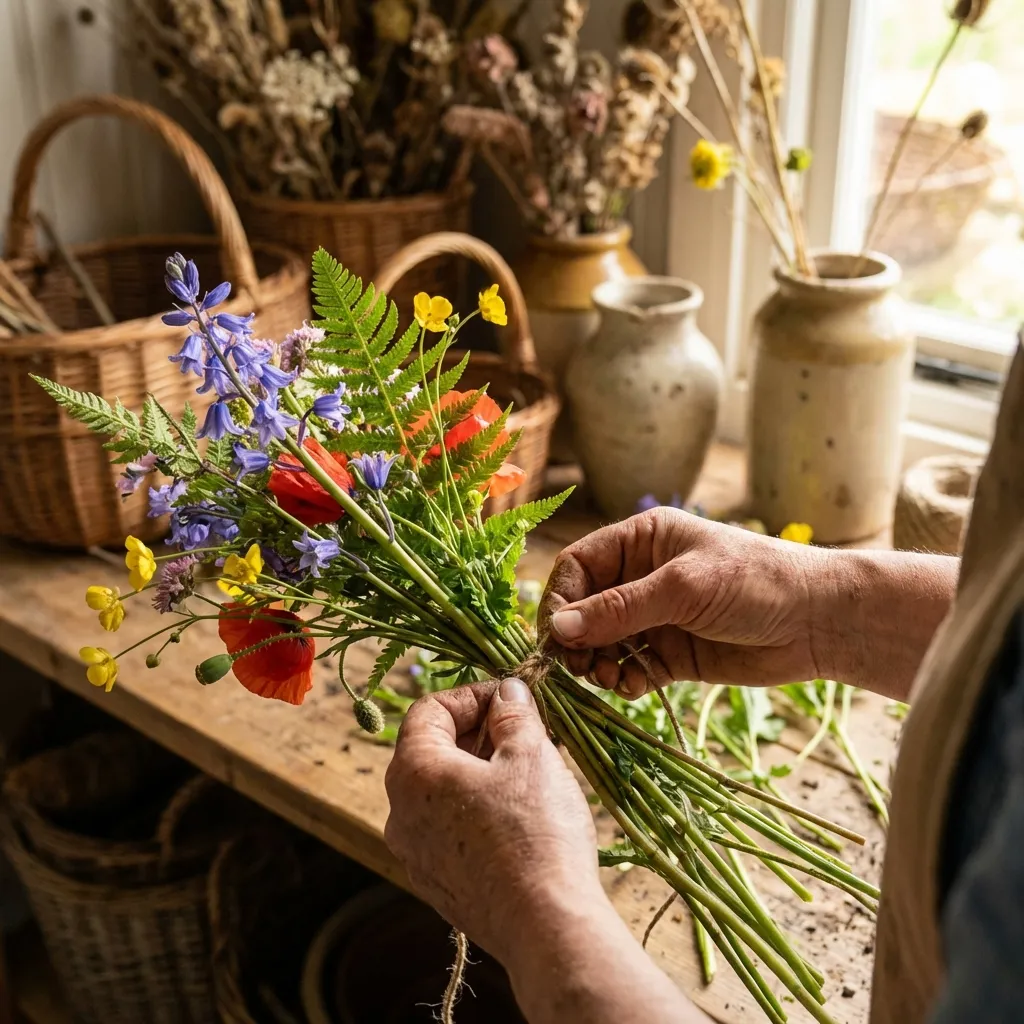 Artesanos floristas trabajando